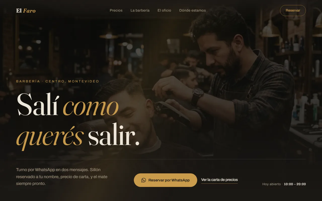 Sitio para barbería hecho por Kyvro