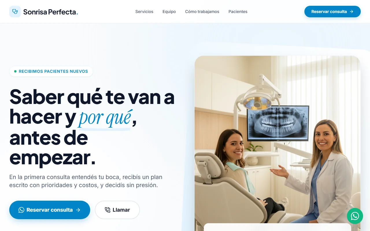 Demo de sitio dental Sonrisa Perfecta
